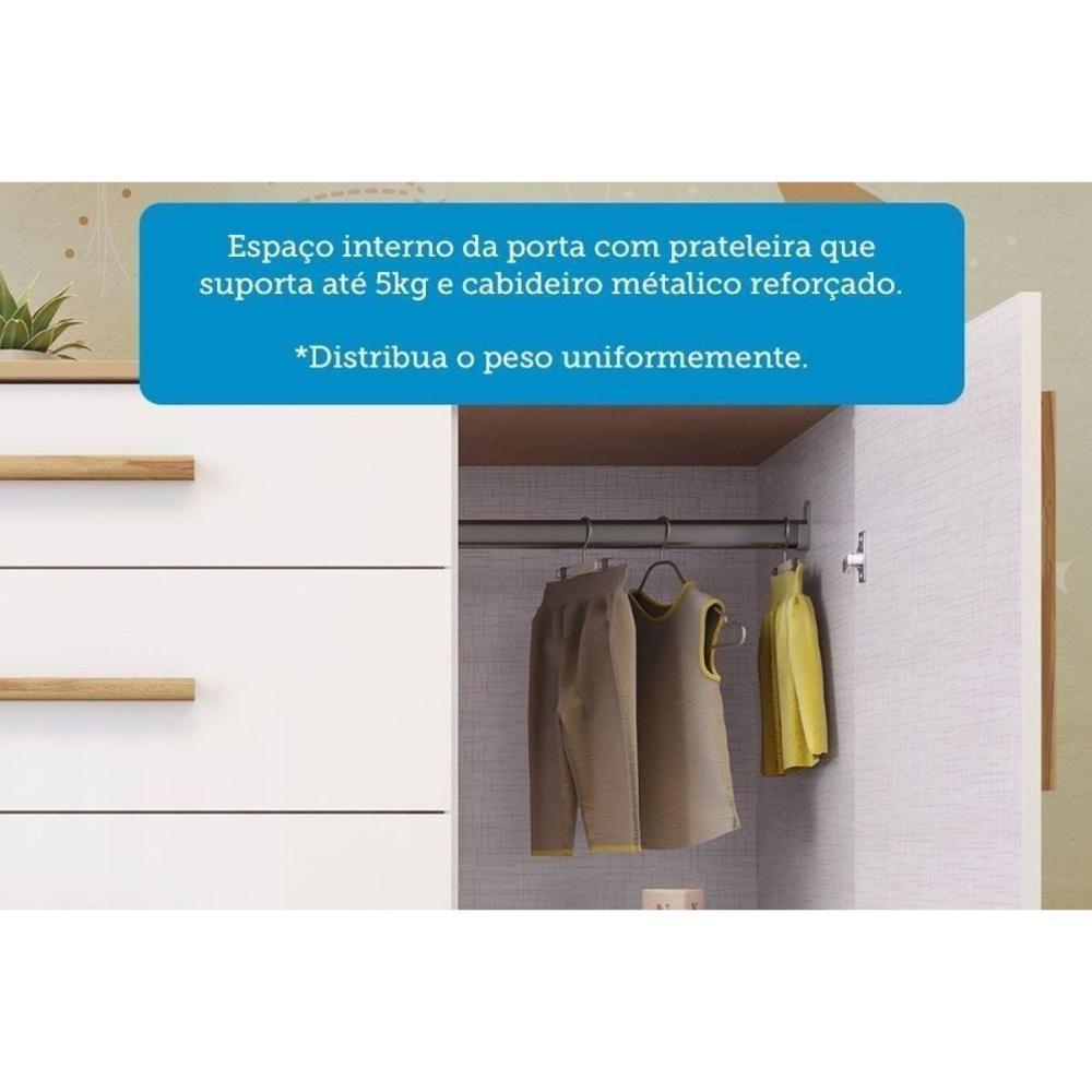 Quarto Infantil Completo Retrô 3 Peças (1guardaroupa+1berço+1cômoda) Qi114 Branco-amendoa - Peroba - 10