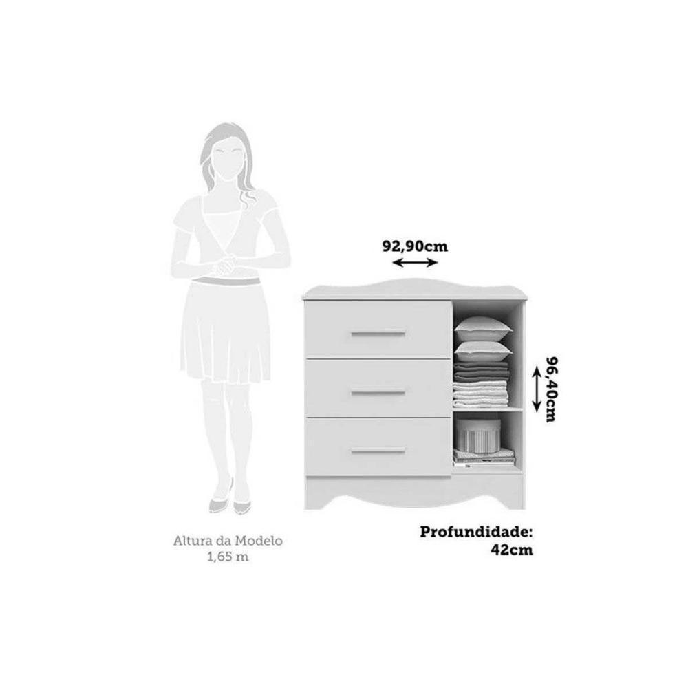 Quarto Infantil Completo Lisi 3 Peças (1guardaroupa+1berço+1cômoda) Qi115 Branco-amendoa - Peroba - 3