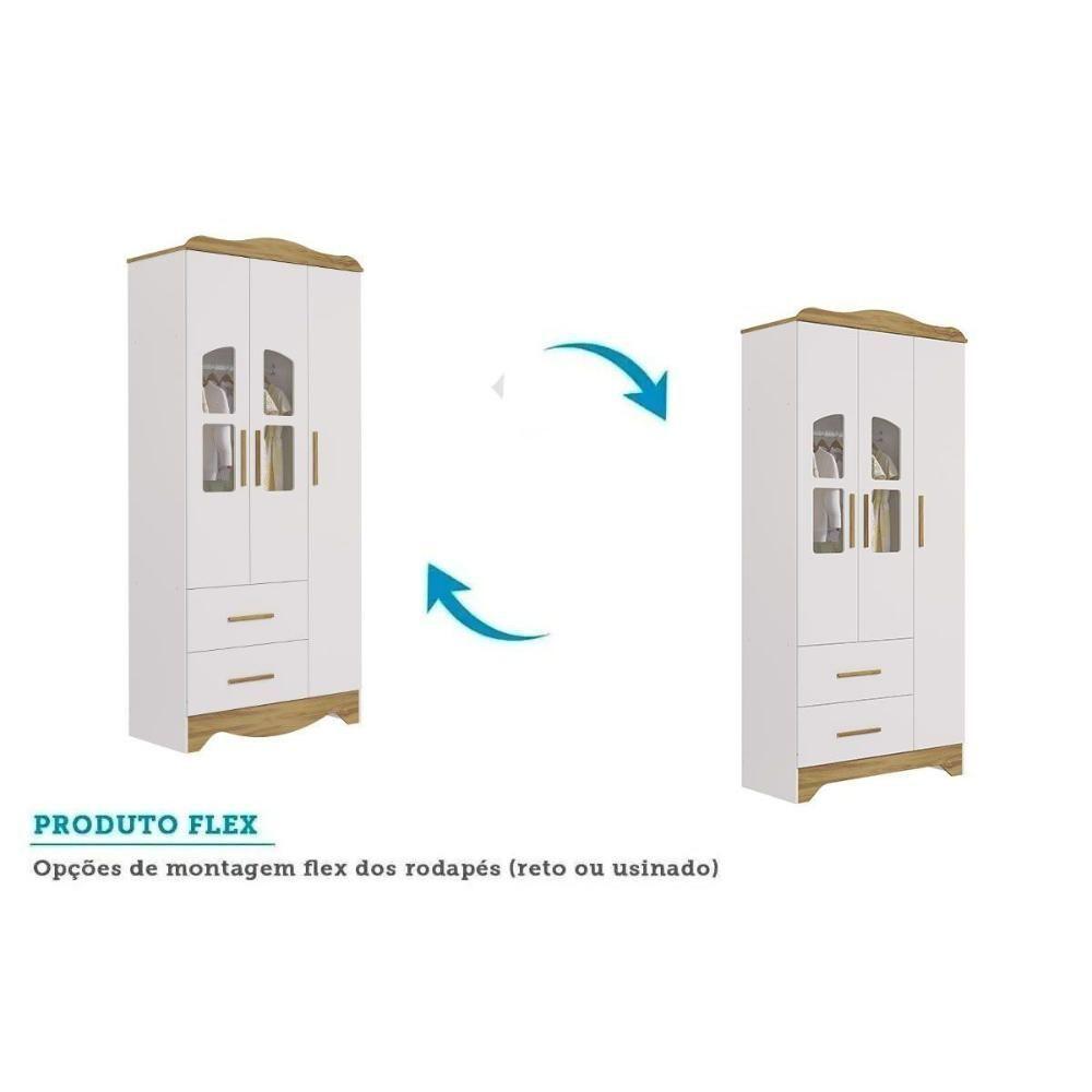 Quarto Infantil Completo Lisi 3 Peças (1guardaroupa+1berço+1cômoda) Qi115 Branco-amendoa - Peroba - 5