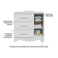 Quarto Infantil Completo Lisi 3 Peças (1guardaroupa+1berço+1cômoda) Qi115 Branco-amendoa - Peroba - 8