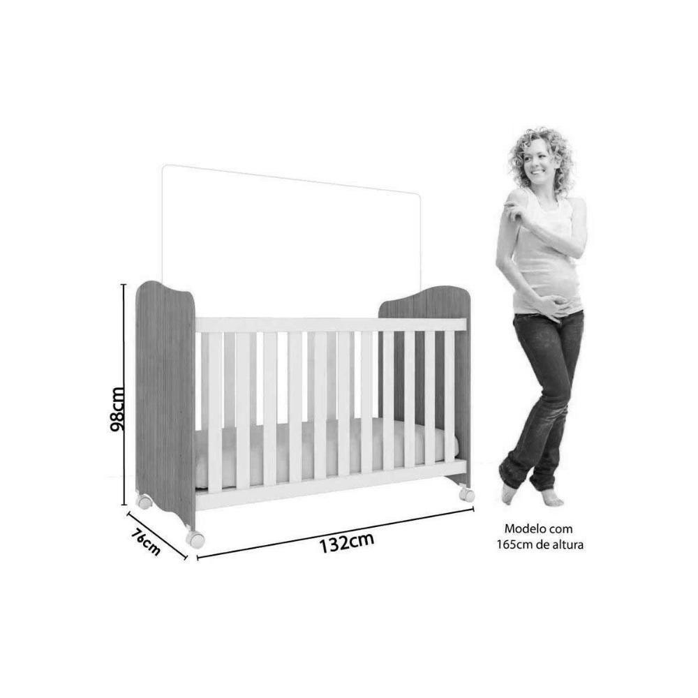 Quarto Infantil Completo Uli 3 Peças (1guardaroupa+1berço+1cômoda) Qi108 Branco-amendoa - Peroba - 4