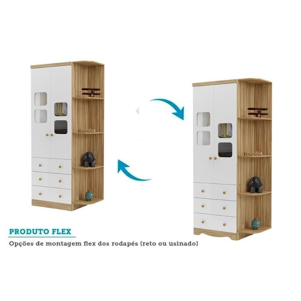 Quarto Infantil Completo Uli 3 Peças (1guardaroupa+1berço+1cômoda) Qi108 Branco-amendoa - Peroba - 5