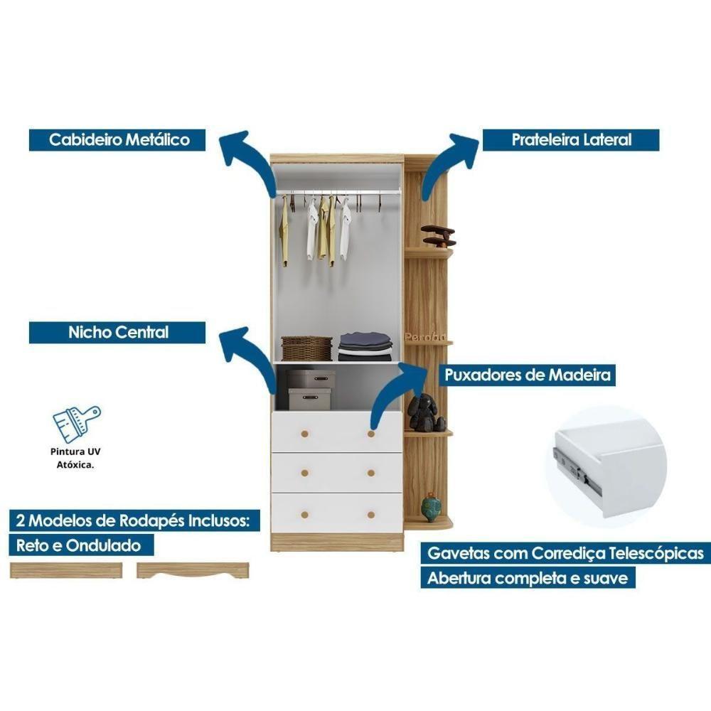 Quarto Infantil Completo Uli 3 Peças (1guardaroupa+1berço+1cômoda) Qi108 Branco-amendoa - Peroba - 6
