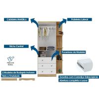 Quarto Infantil Completo Uli 3 Peças (1guardaroupa+1berço+1cômoda) Qi108 Branco-amendoa - Peroba - 6