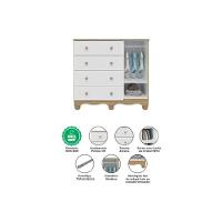 Quarto Infantil Completo Uli 3 Peças (1guardaroupa+1berço+1cômoda) Qi108 Branco-amendoa - Peroba - 8