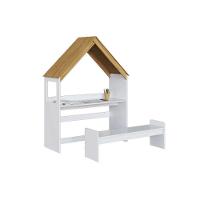 Mesa Cabeceira Casinha C- Banco Branco-amendoa - Peroba - 2