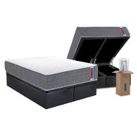 Conjunto Box Baú Queen: Colchão Espuma Herval D28 Singlecore + Base Crc Suede Gray (158x198) - 1