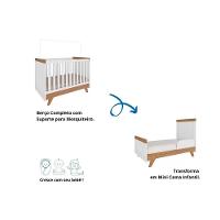 Berço Infantil Retrô 2 Em 1 Branco - Peroba