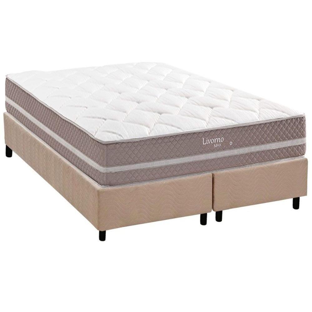 Conjunto Box Queen: Colchão Molas Herval Maxspring Livorno + Base Crc Suede Clean (158x198) - 1