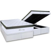 Conjunto Box Baú King: Colchão Molas Paropas Ensacadas Diamante Extra White + Base Crc Linhão White (193x203) - 1