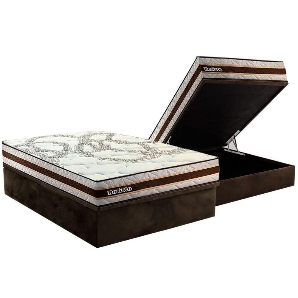 Cama Box Baú Casal: Colchão Anatômico Paropas D45 Resiste Hotel + Base Crc Suede Brown (138x188) - 1