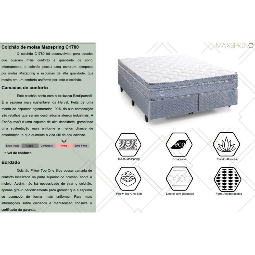 Conjunto Box Queen: Colchão Molas Herval Maxspring C1780 + Base Crc Suede Gray (158x198) - 2