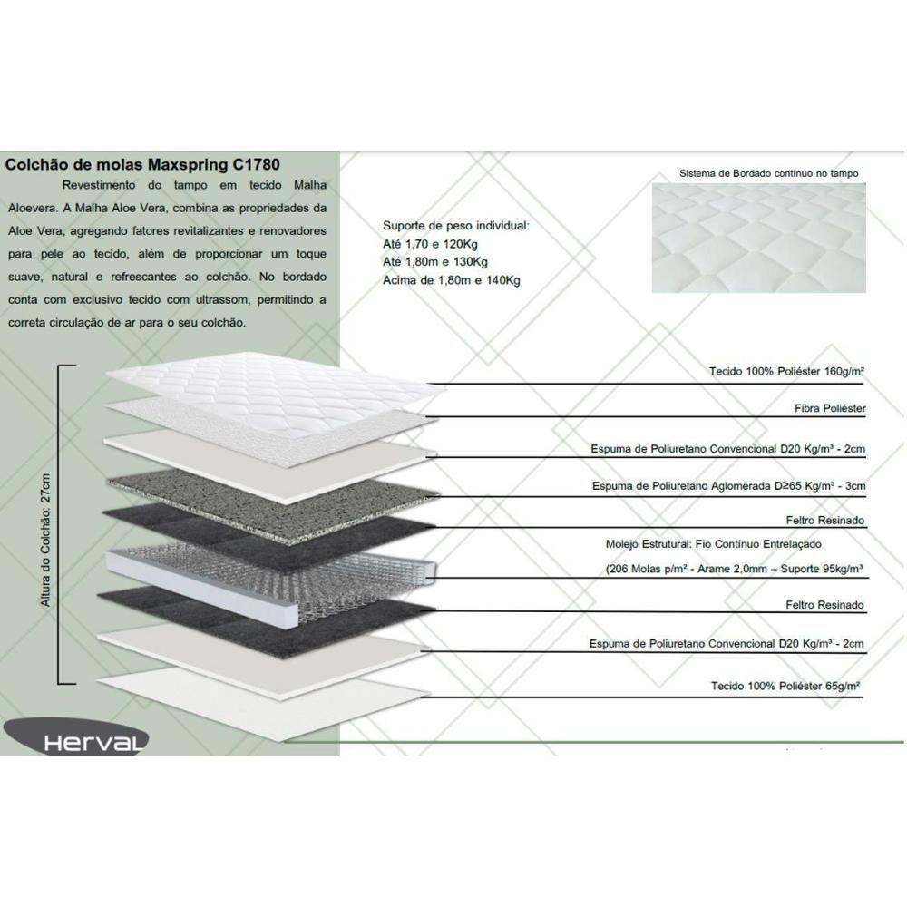 Conjunto Box Queen: Colchão Molas Herval Maxspring C1780 + Base Crc Suede Gray (158x198) - 3