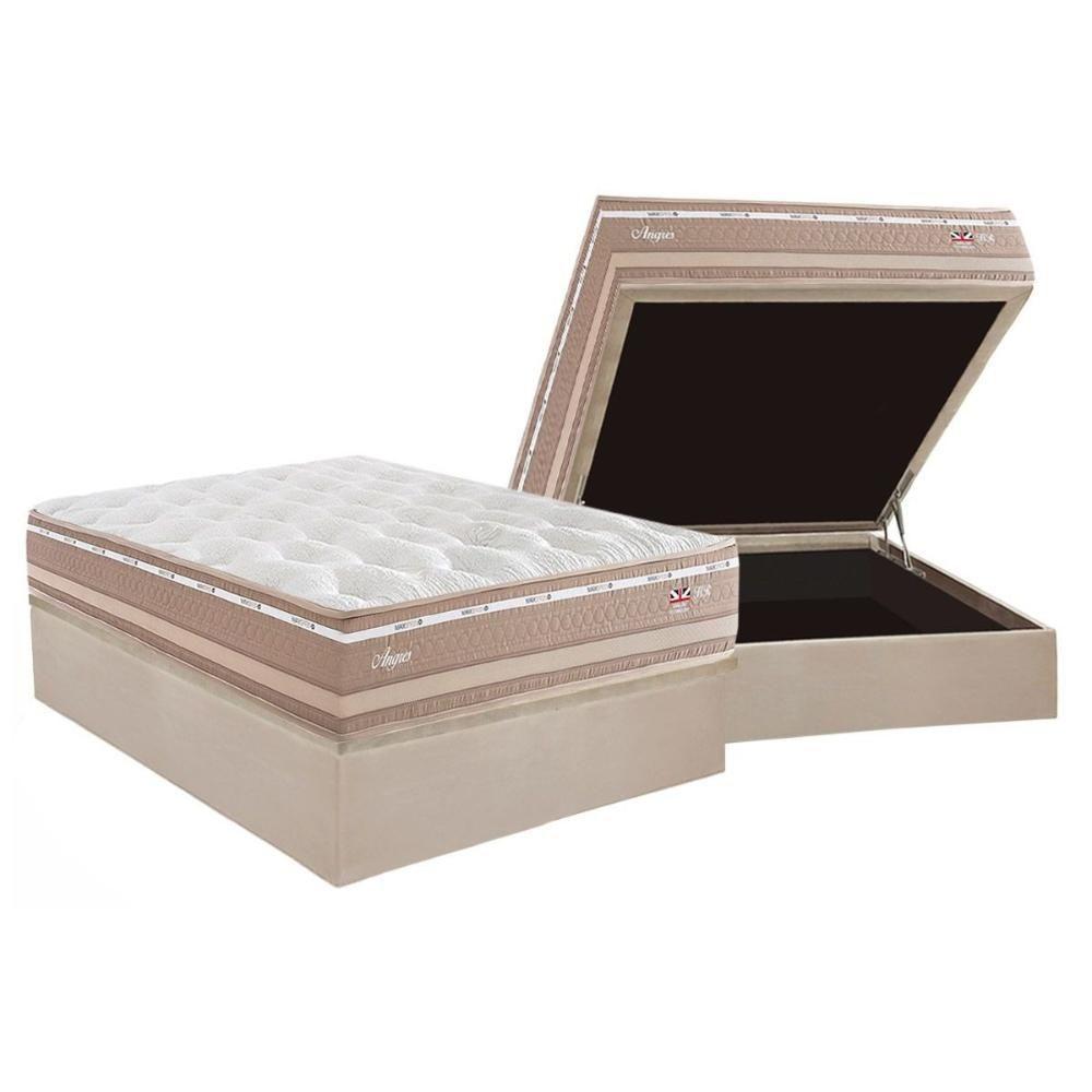 Conjunto Box Baú Casal: Colchão Molas Herval Maxspring Angres + Base Crc Suede Clean (138x188) - 1