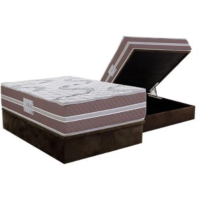 Conjunto Box Baú Casal: Colchão Espuma Herval D33 Long Live + Base Crc Suede Brown (138x188)