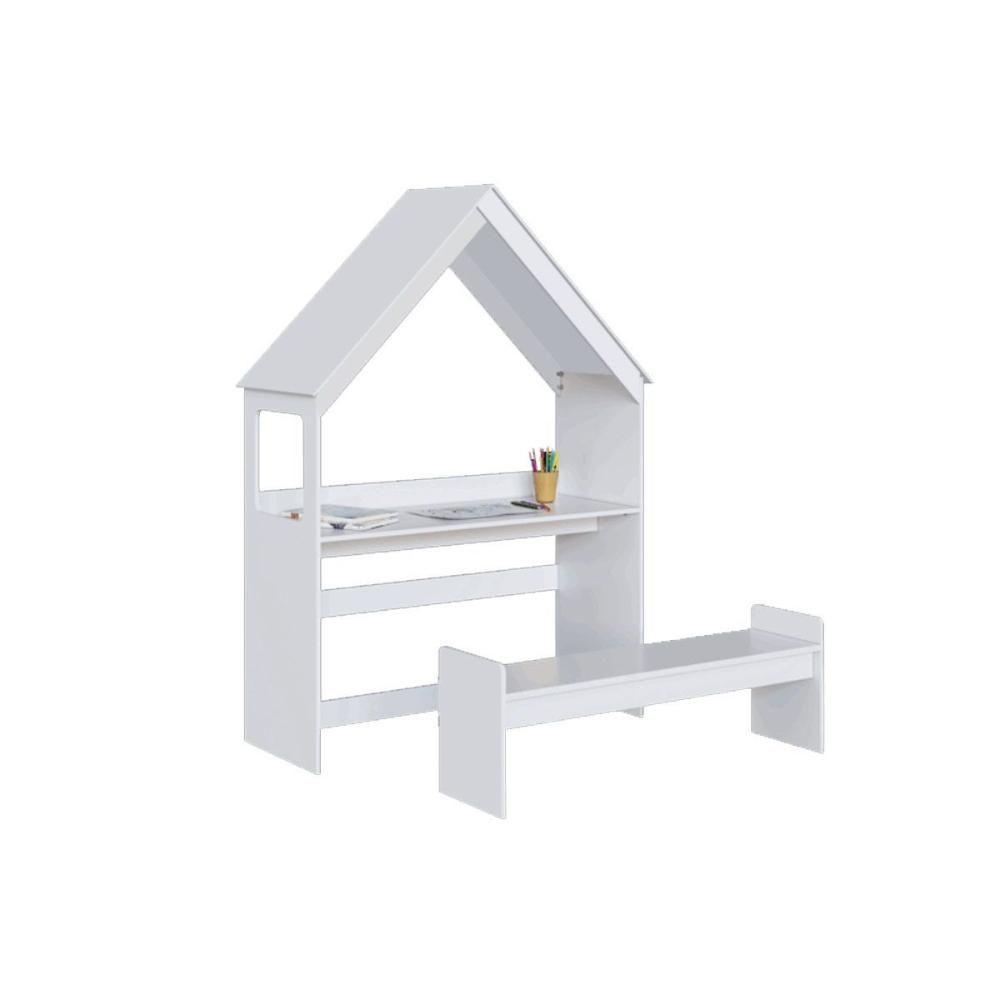 Mesa Cabeceira Casinha C- Banco Branco - Peroba - 2