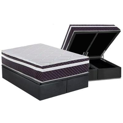 Conjunto Box Baú Queen: Colchão Molas Herval Ensacadas C1789 + Base Crc Suede Gray (158x198)