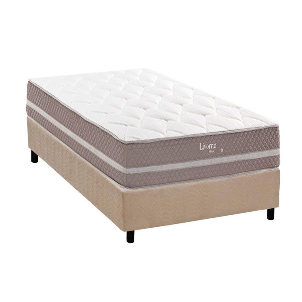 Conjunto Box Solteiro: Colchão Molas Herval Maxspring Livorno + Base Crc Suede Clean (88x188) - 1