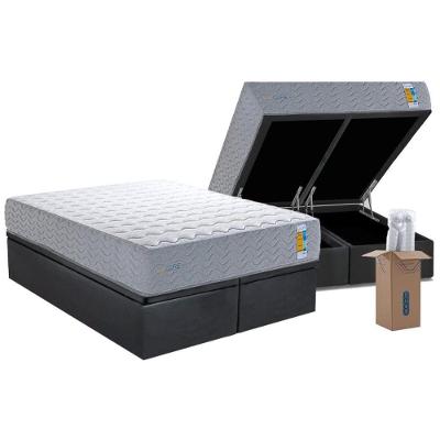 Conjunto Box Baú Queen: Colchão Molas Herval Ensacadas Bumpcore + Base Crc Suede Gray (158x198)