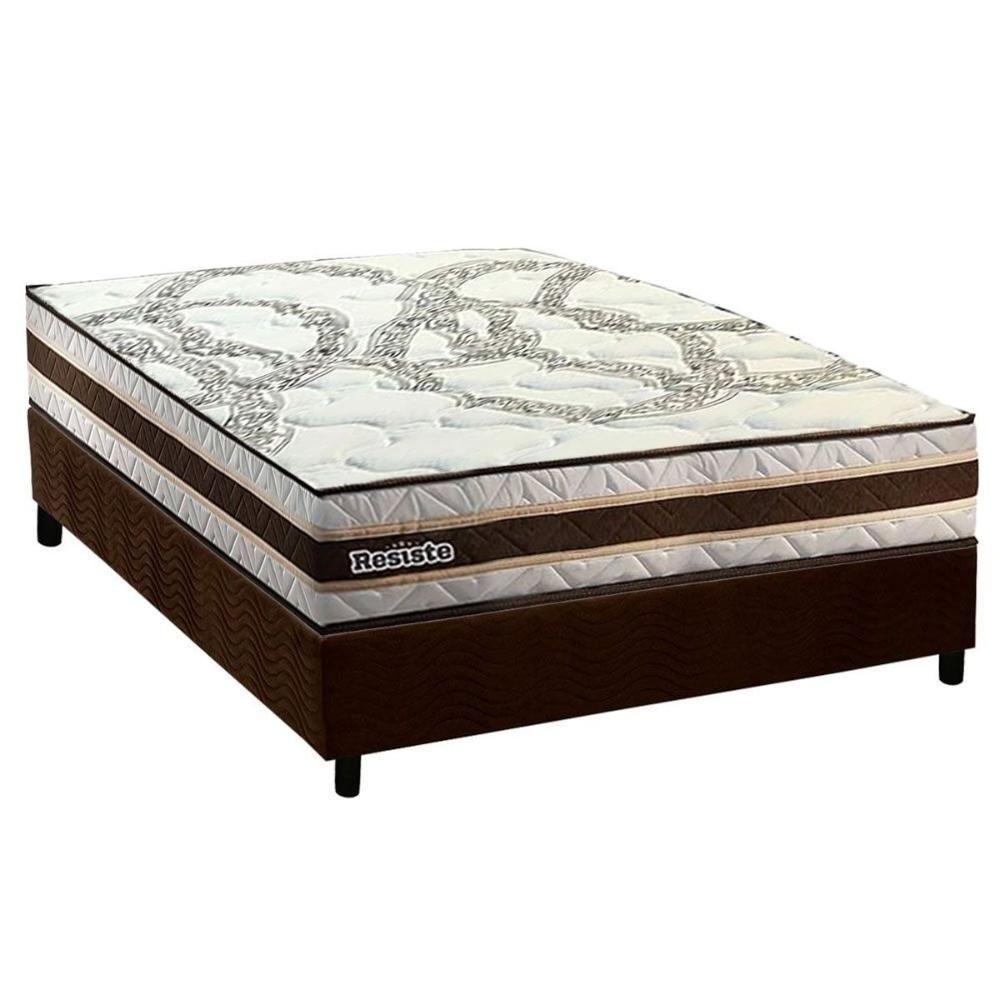 Conjunto Box Casal: Colchão Espuma Paropas D45 Resiste Hotel + Base Crc Suede Brown (138x188) - 1