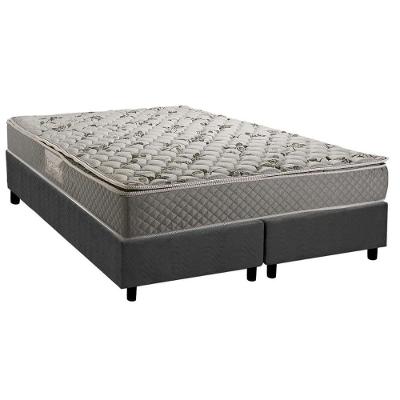 Conjunto Box Queen: Colchão Espuma Herval Ag65 Fort Black + Base Crc Suede Gray (158x198)