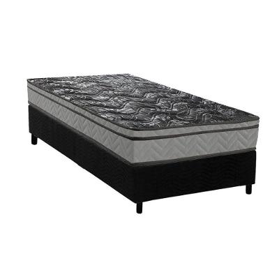 Conjunto Box Solteiro: Colchão Espuma Paropas D28 Conforto Ultra Firme + Base Crc Suede Black (88x188)