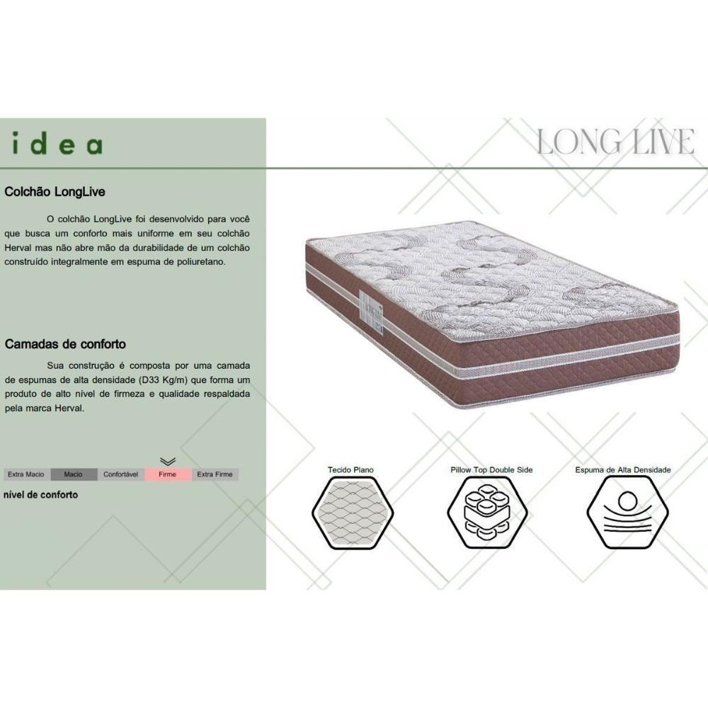 Conjunto Box Casal: Colchão Espuma Herval D33 Long Live + Base Crc Suede Brown (138x188) - 2