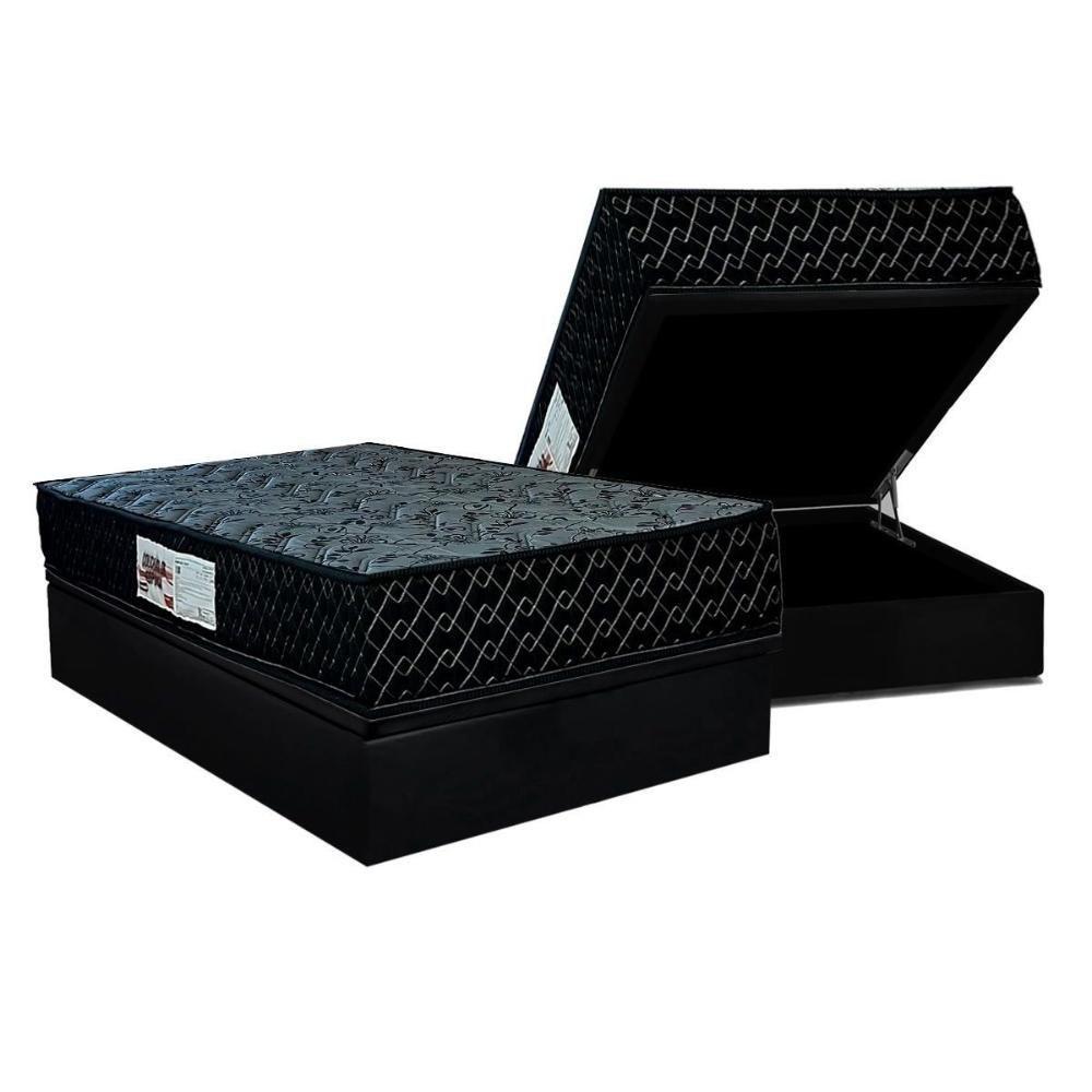 Cama Box Baú Casal: Colchão Ortopédico Paropas Ag65 Prime Gold Black + Base Crc Suede Black (138x188) - 1