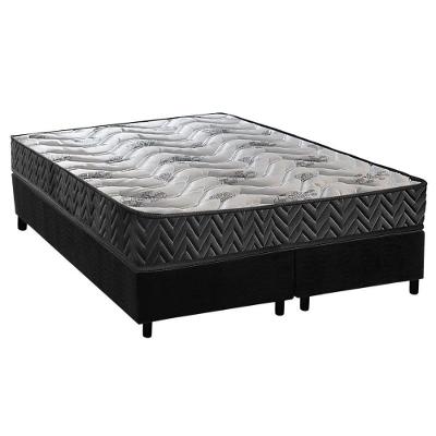 Conjunto Box Queen: Colchão Espuma Paropas D45 Pasquale Wave Black + Base Crc Suede Black (158x198)