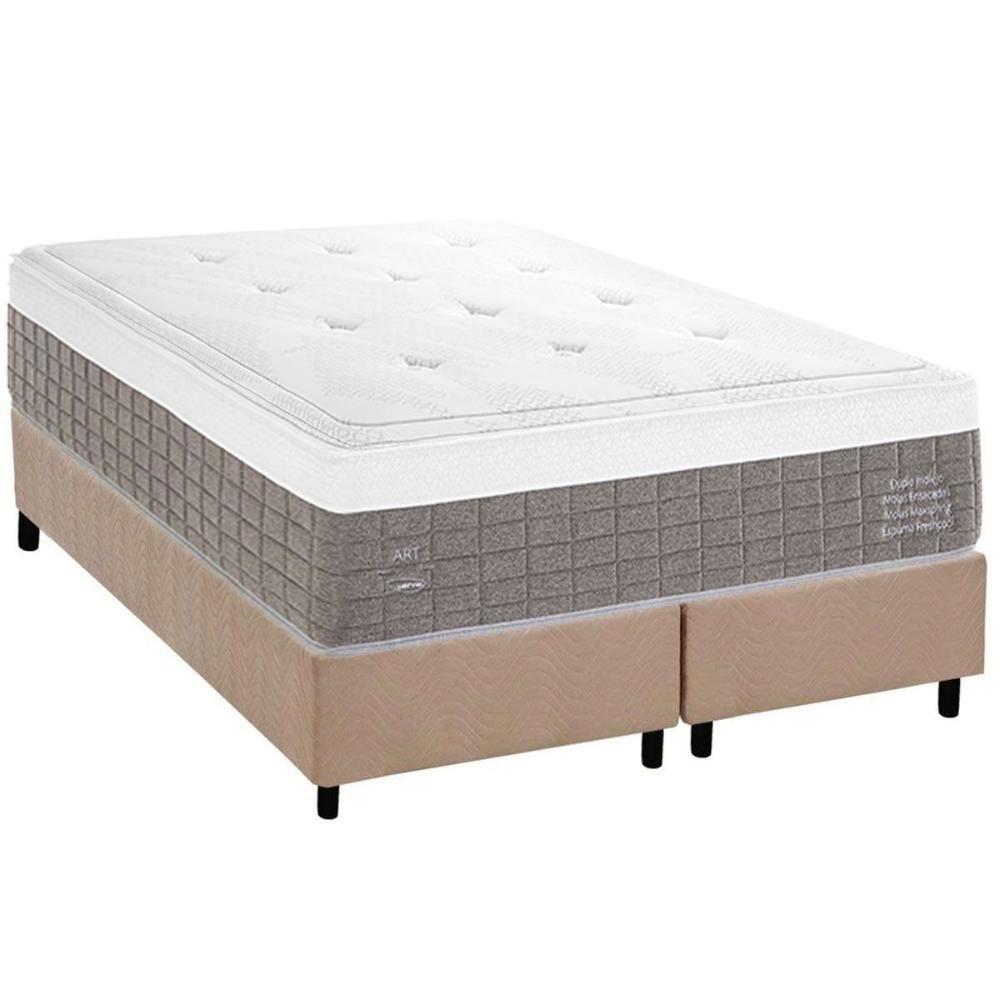 Conjunto Box Queen: Colchão Molas Herval Maxspring C1784 + Base Crc Suede Clean (158x198) - 1