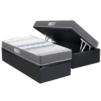 Cama Box Baú Solteiro: Colchão Ortopédico Herval D60 - Ag65 Timeless + Base Crc Suede Gray (88x188) - 1