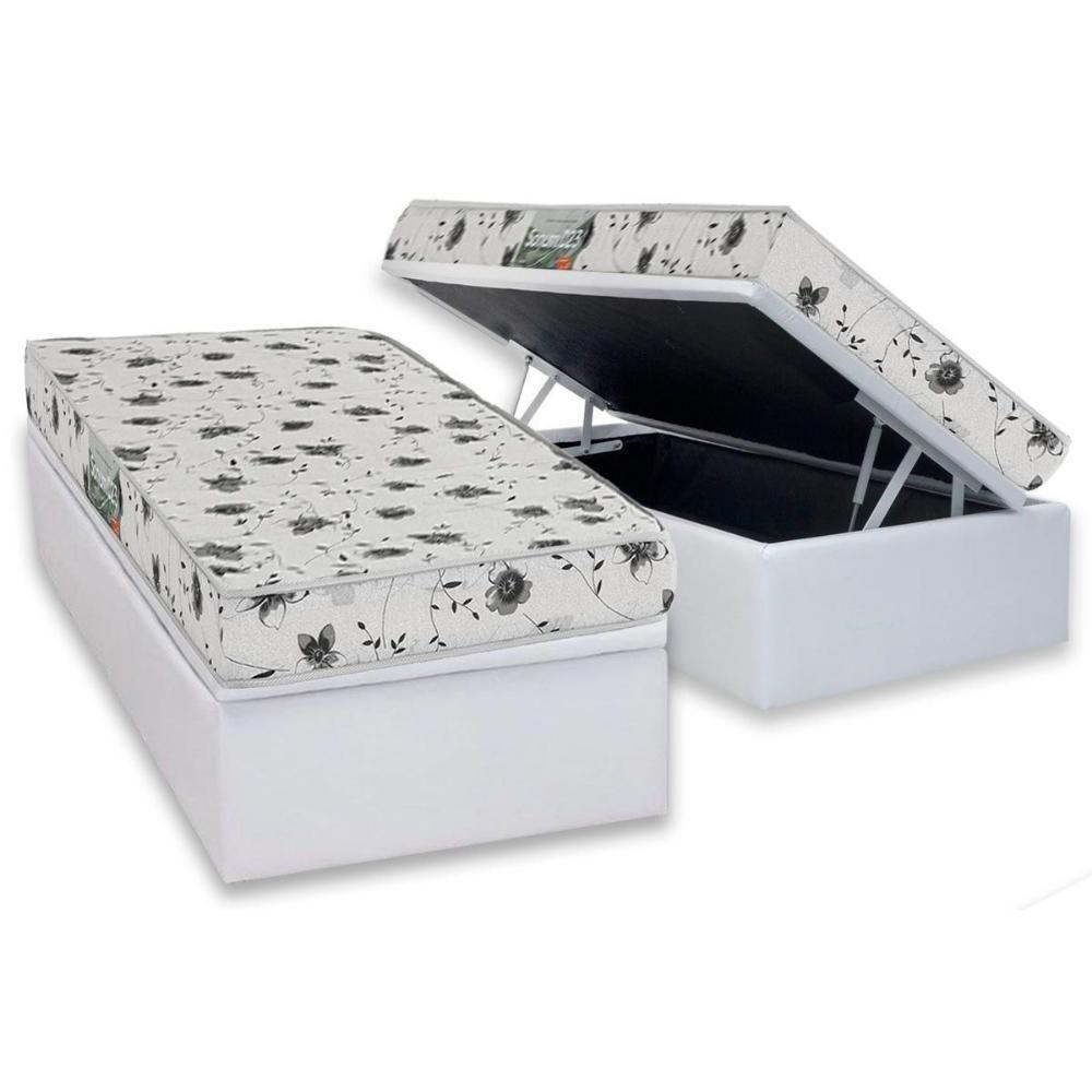 Conjunto Box Baú Solteiro: Colchão Espuma Herval D23 Sonum Black + Base Crc Linhão White (88x188) - 1