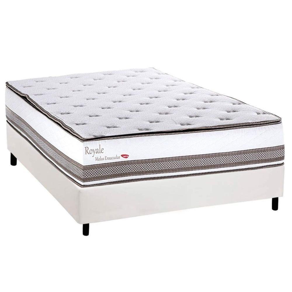 Conjunto Box Casal: Colchão Molas Herval Ensacadas Royale + Base Crc Corano White (138x188) - 1