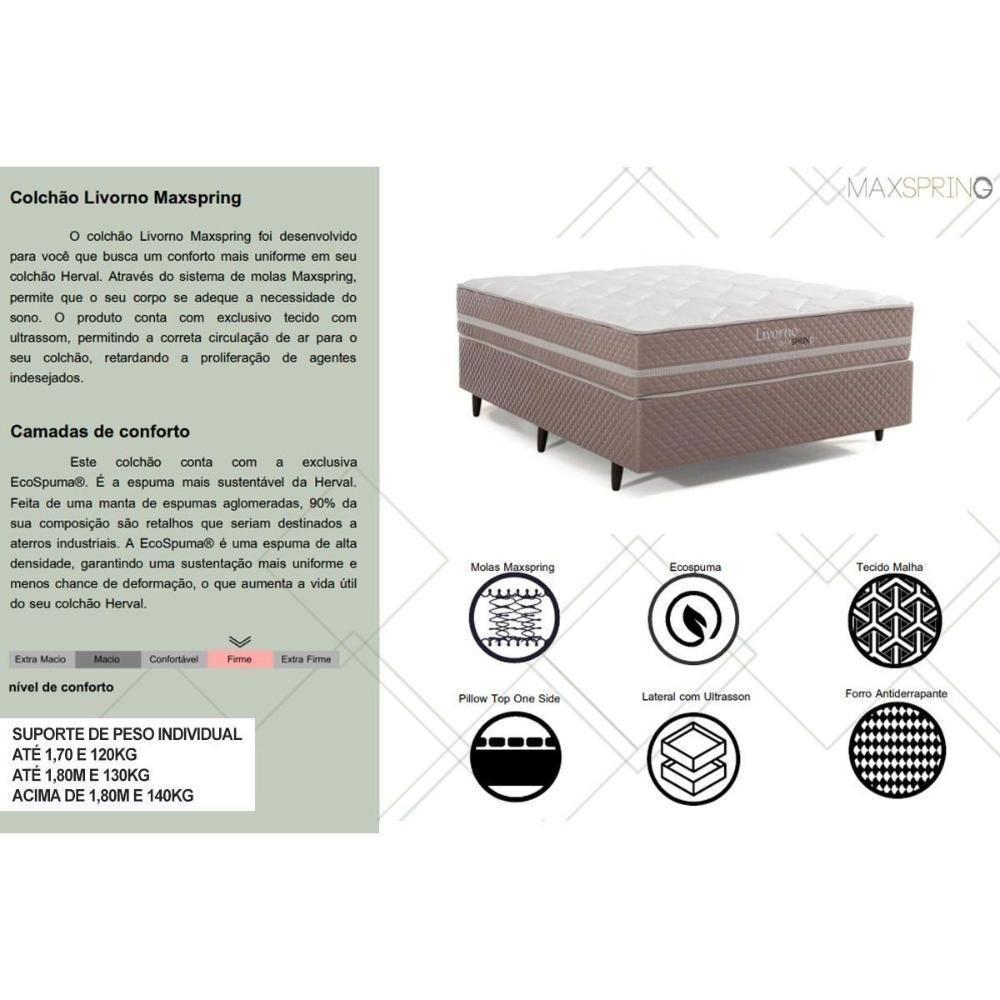 Conjunto Box Baú King: Colchão Molas Herval Maxspring Livorno + Base Crc Suede Clean (193x203) - 2