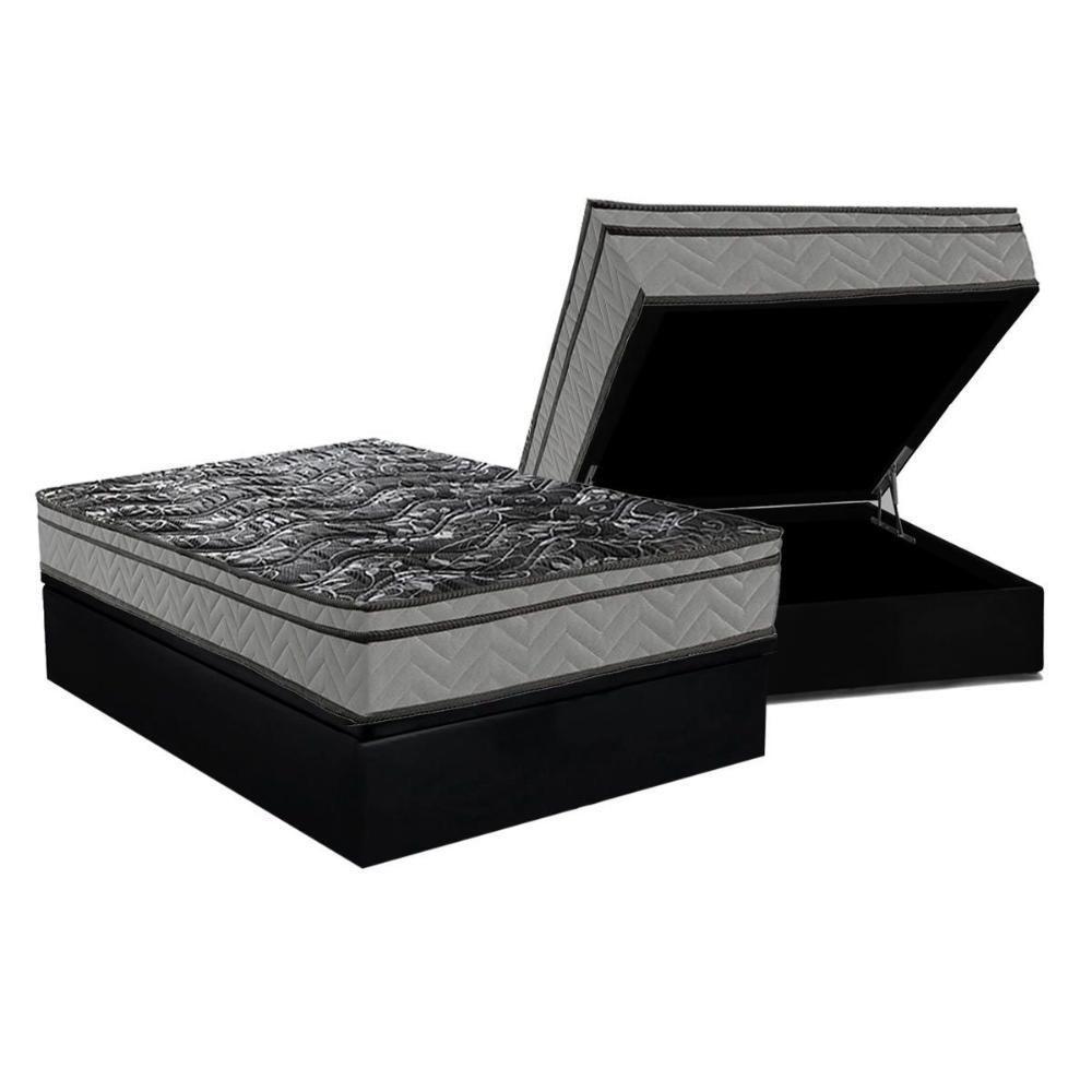 Cama Box Baú Casal: Colchão Anatômico Paropas D28 Conforto Ultra Firme + Base Crc Suede Black (138x188) - 1
