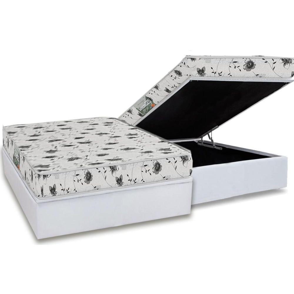 Conjunto Box Baú Casal: Colchão Espuma Herval D23 Sonum Liso + Base Crc Linhão White (138x188) - 1