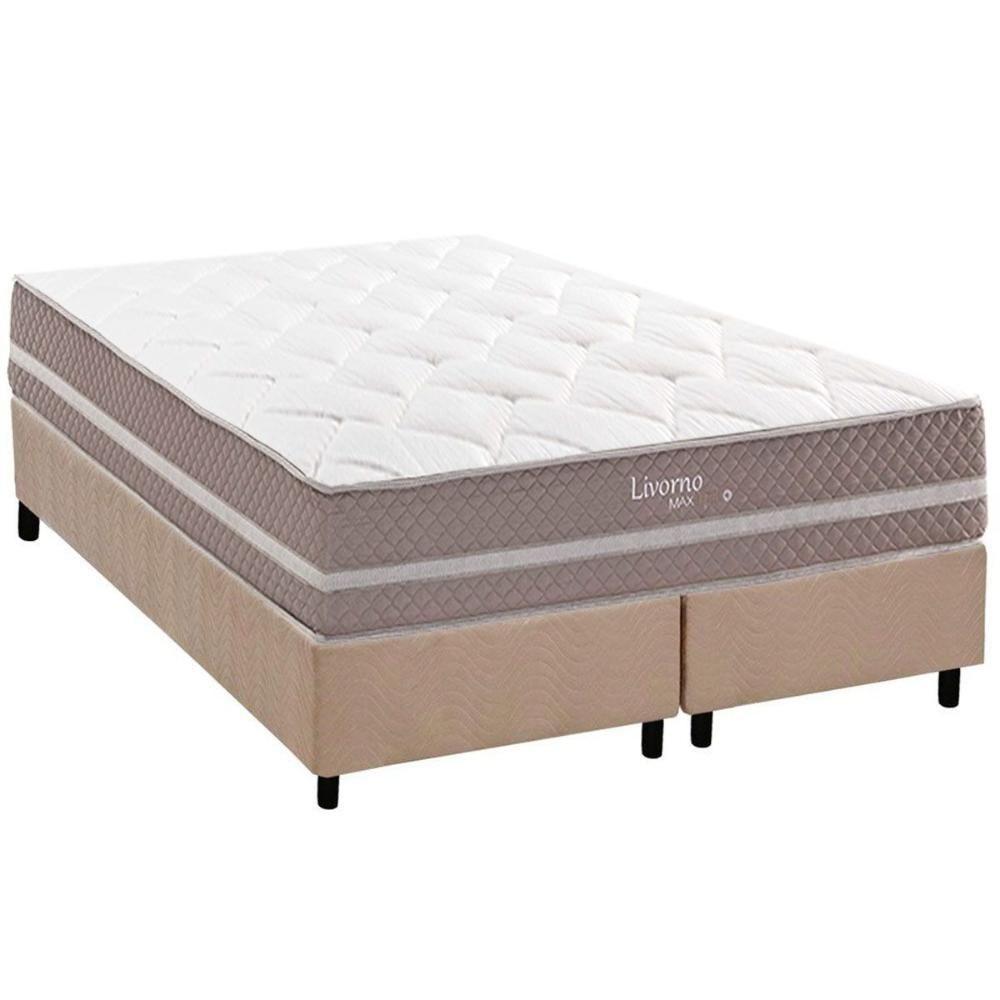 Conjunto Box Queen: Colchão Molas Herval Maxspring Livorno + Base Crc Suede Clean (158x198) - 1