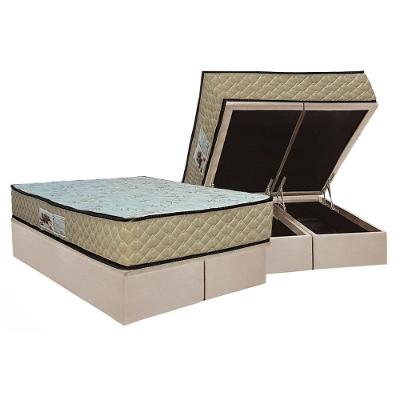 Cama Box Baú Queen: Colchão Anatômico Paropas Ag65 Sofistic Clean + Base Crc Suede Clean (158x198)