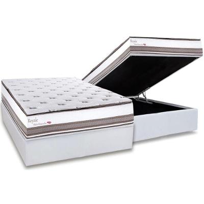 Conjunto Box Baú Casal: Colchão Molas Herval Ensacadas Royale + Base Crc Linhão White (138x188)