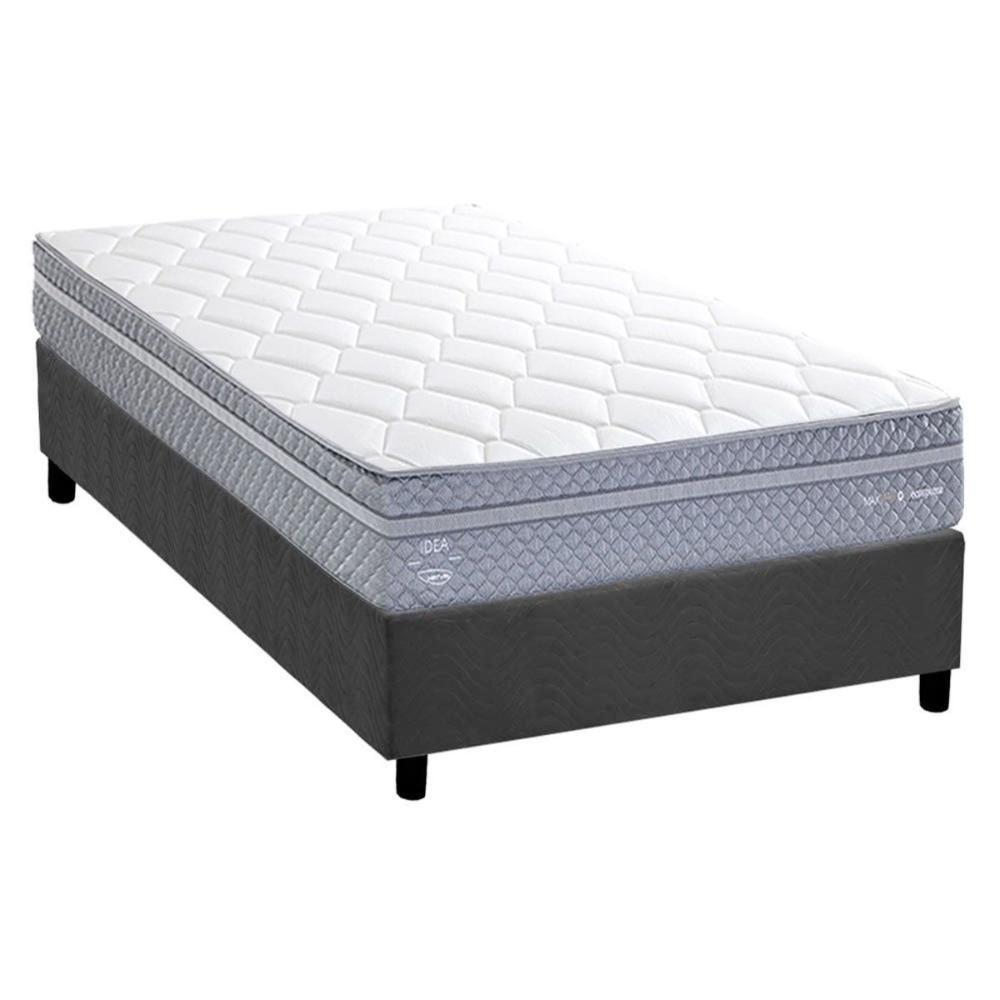 Conjunto Box Solteiro: Colchão Molas Herval Maxspring C1780 + Base Crc Suede Gray (88x188) - 1