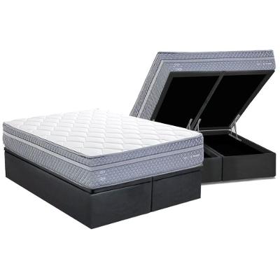 Conjunto Box Baú Queen: Colchão Molas Herval Maxspring C1780 + Base Crc Suede Gray (158x198)
