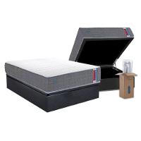 Conjunto Box Baú Casal: Colchão Espuma Herval D28 Singlecore + Base Crc Suede Gray (138x188) - 1