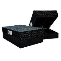 Cama Box Baú Queen: Colchão Ortopédico Paropas Ag65 Prime Gold Black + Base Crc Suede Black (158x198) - 1