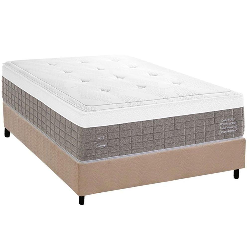 Conjunto Box Casal: Colchão Molas Herval Maxspring C1784 + Base Crc Suede Clean (138x188) - 1