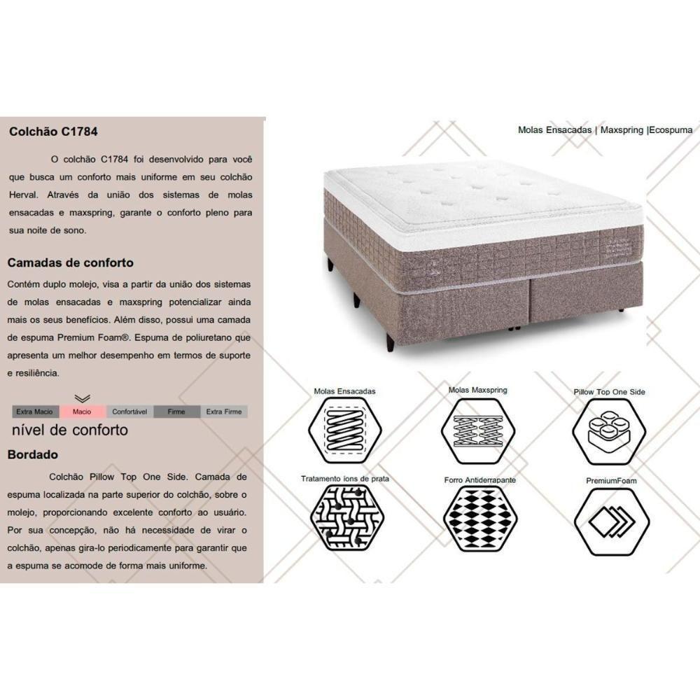 Conjunto Box Casal: Colchão Molas Herval Maxspring C1784 + Base Crc Suede Clean (138x188) - 2