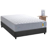 Conjunto Box Casal: Colchão Molas Herval Ensacadas Bumpcore + Base Crc Suede Gray (138x188) - 1