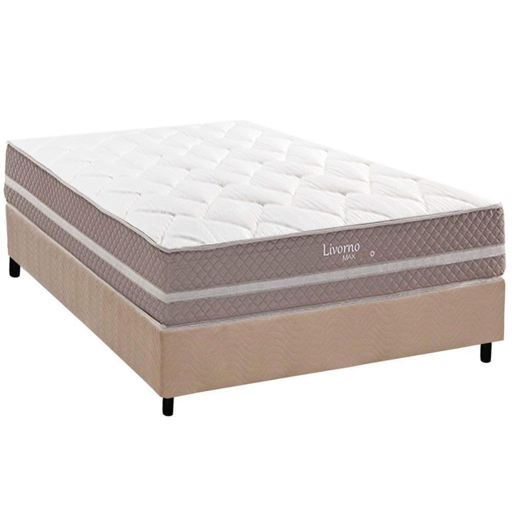 Conjunto Box Casal: Colchão Molas Herval Maxspring Livorno + Base Crc Suede Clean (138x188) - 1