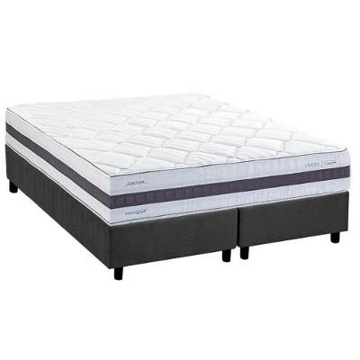 Conjunto Box Queen: Colchão Molas Herval Ensacadas Maxspring C1742 + Base Crc Suede Gray (158x198)