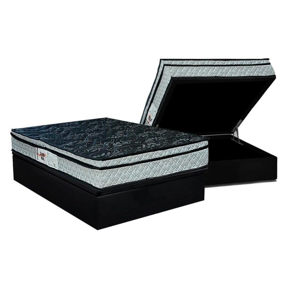 Conjunto Box Baú Casal: Colchão Espuma Paropas D28 Conforto Firme + Base Crc Suede Black (138x188) - 1