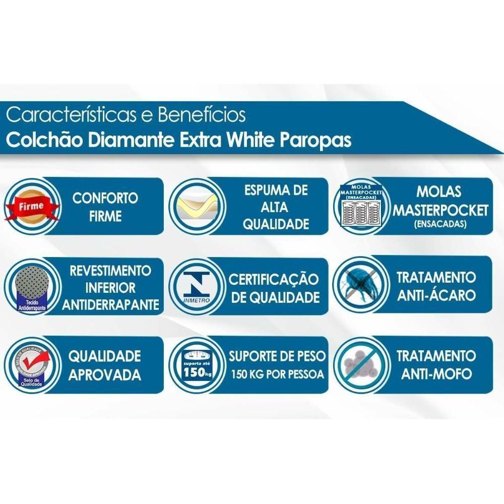 Conjunto Box Solteiro: Colchão Molas Paropas Ensacadas Diamante Extra White + Base Crc Corano White (88x188) - 2